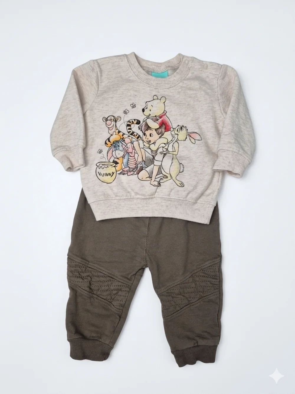 Disney Baby Winnie the Pooh & Friends Neutral Cream Brown Jogger Set 3-6M Outfit